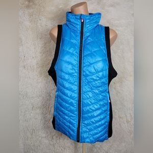 Nanette Lepore Womens Size XL Puffer Vest Full Zip Blue & Black Zipper Pockets N